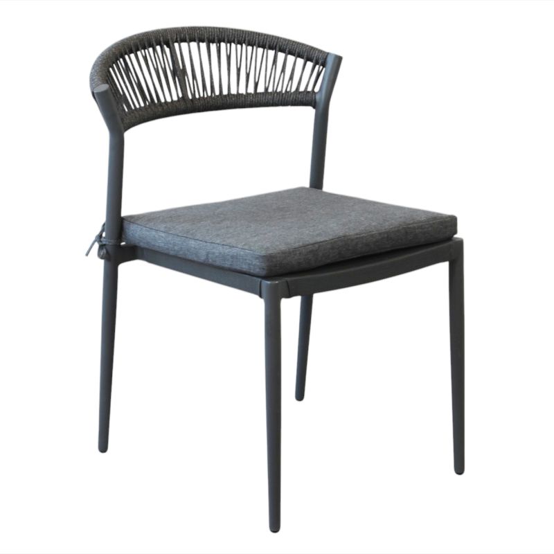 MIRADA - struttura in alluminio bianco o antracite, schienale in corda e seduta in textilene con cuscino