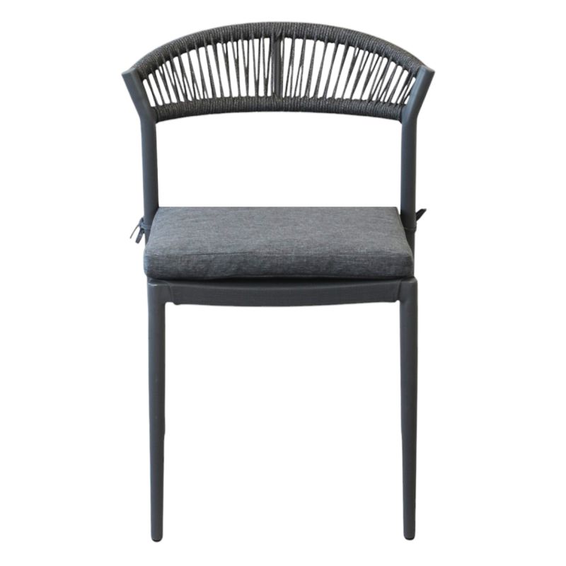 MIRADA - struttura in alluminio bianco o antracite, schienale in corda e seduta in textilene con cuscino