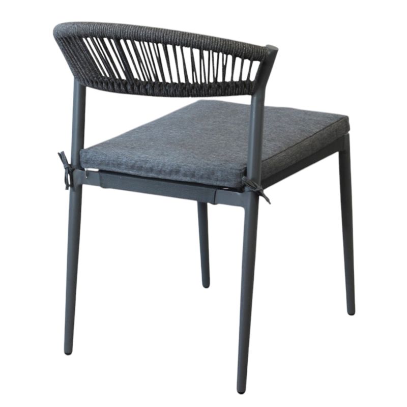 MIRADA - struttura in alluminio bianco o antracite, schienale in corda e seduta in textilene con cuscino