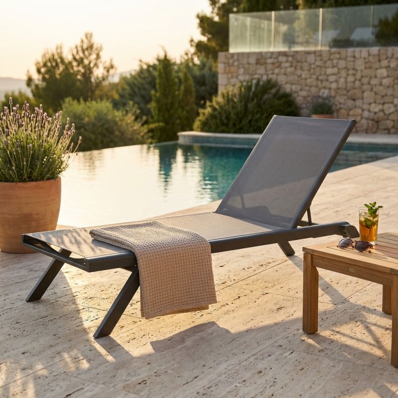 SIMIEN - lettino impilabile in alluminio e textilene