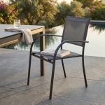 ZAMBLA - poltrona impilabile in alluminio con seduta e schienale in textilene