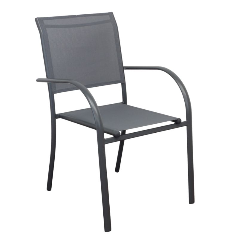 ZAMBLA - poltrona impilabile in alluminio con seduta e schienale in textilene