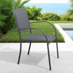 ZAMBLA - poltrona impilabile in alluminio con seduta e schienale in textilene