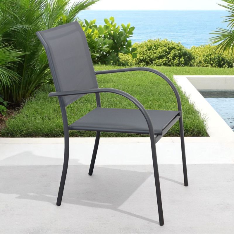 ZAMBLA - poltrona impilabile in alluminio con seduta e schienale in textilene