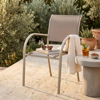 ZAMBLA - poltrona impilabile in alluminio con seduta e schienale in textilene