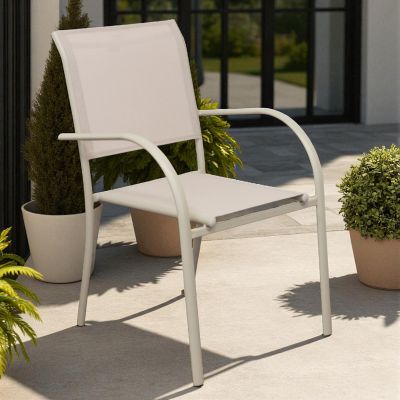 ZAMBLA - poltrona impilabile in alluminio con seduta e schienale in textilene