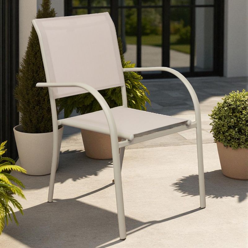 ZAMBLA - poltrona impilabile in alluminio con seduta e schienale in textilene