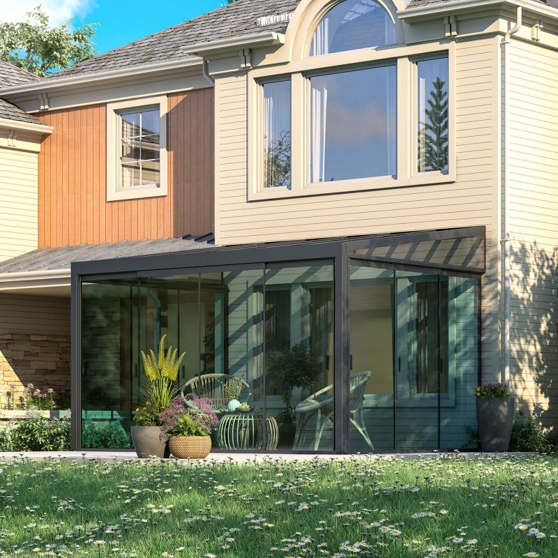  Laterale in vetro per veranda addossata