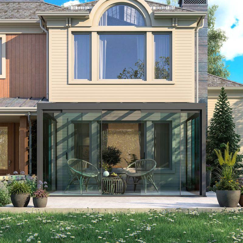  Laterale in vetro per veranda addossata