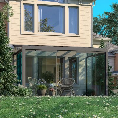  Laterale in vetro per veranda addossata