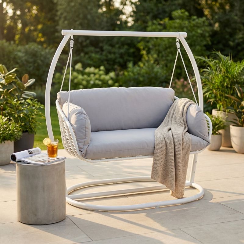 JURA - dondolo due posti con struttura in metallo bianca o antracite