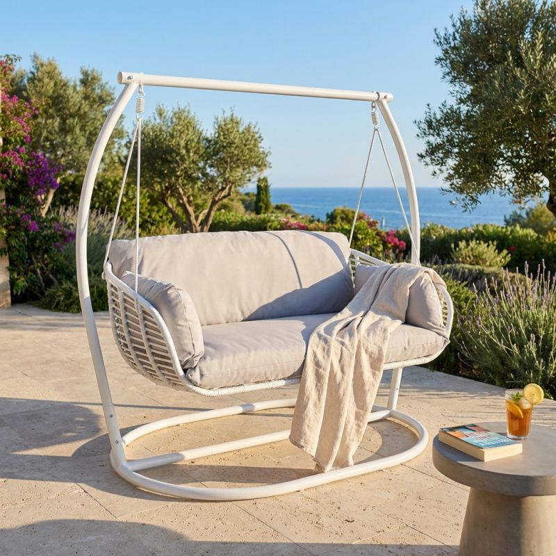 JURA - dondolo due posti con struttura in metallo bianca o antracite