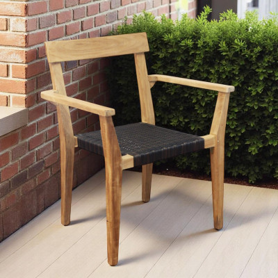 PAGAN - poltrona impilabile in teak e wicker