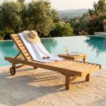 BANABA - lettino con ruote in teak