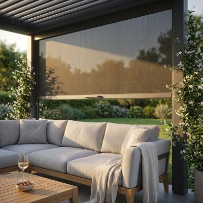  - laterale zanzariera in textilene apertura manuale per pergola 3 m
