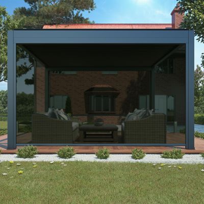  - laterale zanzariera in textilene apertura manuale per pergola 4 m