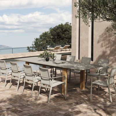 LULLABY - tavolo allungabile con gambe alluminio effetto legno