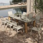 LULLABY - tavolo allungabile con gambe alluminio effetto legno