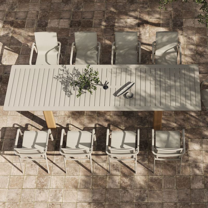 LULLABY - tavolo allungabile con gambe alluminio effetto legno