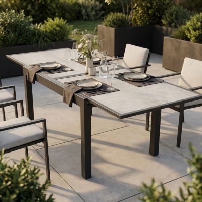 CALLUM - tavolo allungabile piano in vetro