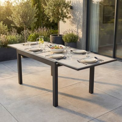 CALLUM - tavolo allungabile piano in vetro