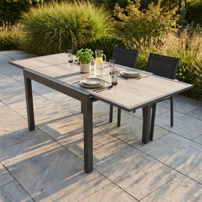 CALLUM - tavolo allungabile piano in vetro