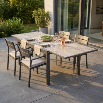 CALLUM - tavolo allungabile piano in vetro