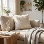 MIRANDA - cuscino in lana avorio con decoro 45 x 45