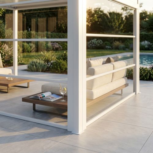 Laterale in PVC trasparente per pergola bioclimatica 4 m