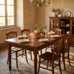 DYLAN - tavolo da pranzo allungabile in legno massello con gamba tornita cm 80 X 140/180/220