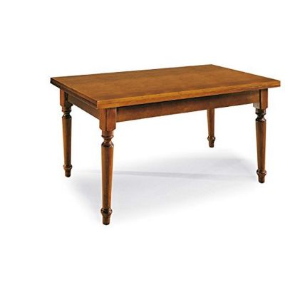 DYLAN - tavolo da pranzo allungabile in legno massello con gamba tornita cm 80 X 140/180/220