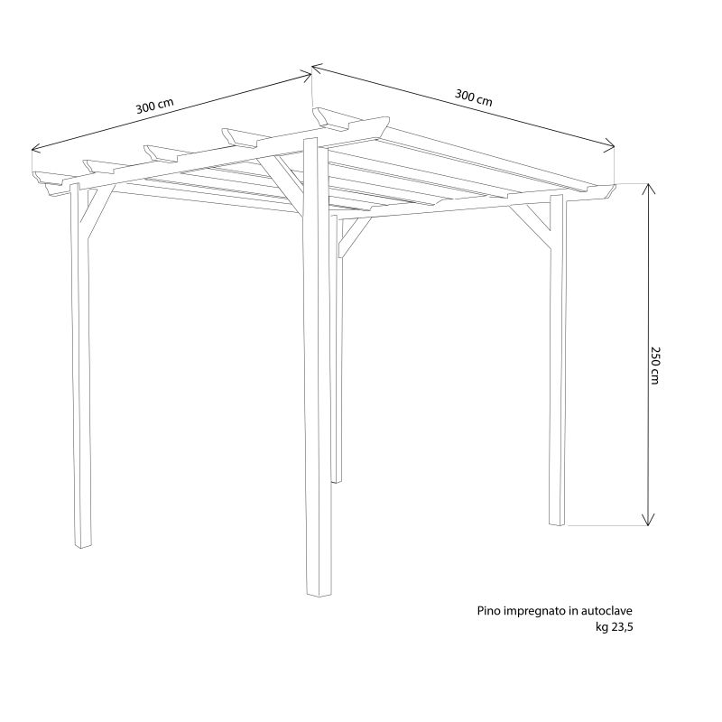 PIP - pergola da giardino in legno di pino impregnato in autoclave