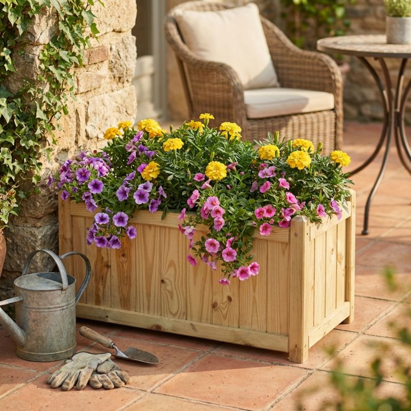 fioriera da giardino i in legno di pino impregnato in autoclave 40 x 80 cm