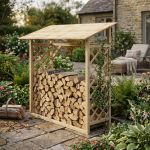 Legnaia da giardino con griglia in legno di pino impregnato in autoclave