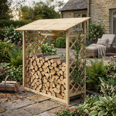 Legnaia da giardino con griglia in legno di pino impregnato in autoclave