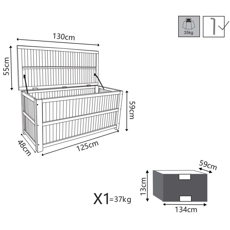 baule porta cuscini da giardino in legno massiccio di acacia