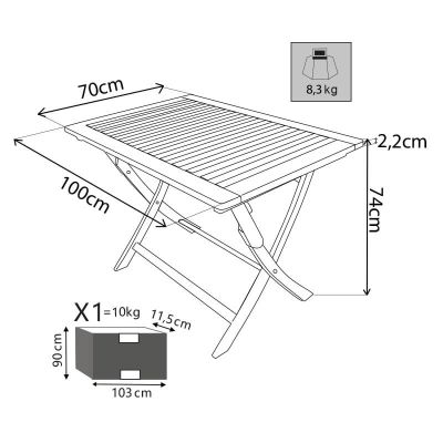 SOLEA - tavolino da giardino pieghevole in legno massiccio di acacia