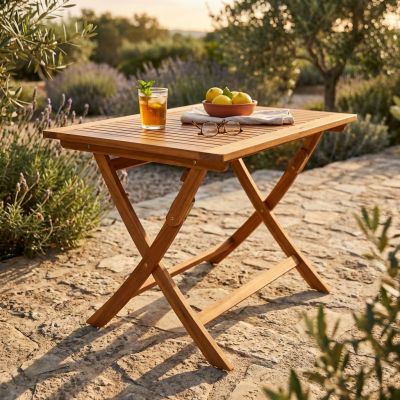 SOLEA - tavolino da giardino pieghevole in legno massiccio di acacia