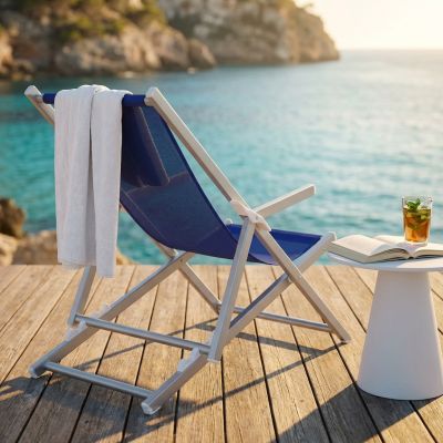 sdraio mare prendisole pieghevole in alluminio e textilene cm 98 x 67,5 x 106 h