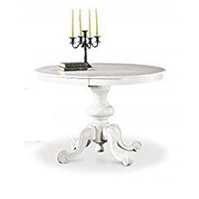 GORDON - tavolo da pranzo allungabile in legno massello tondo 120/158