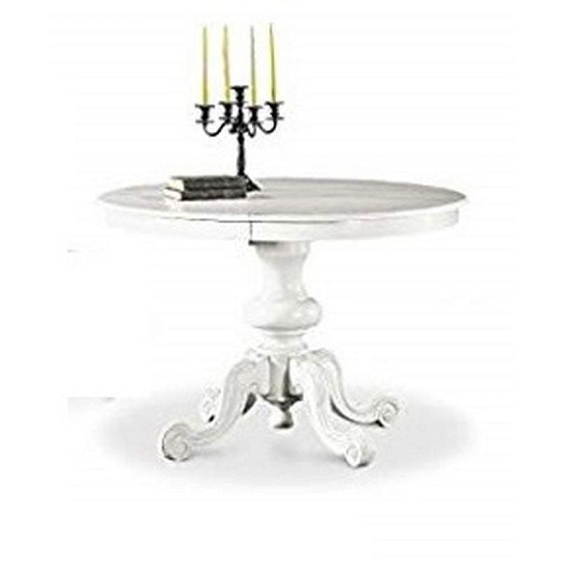 GORDON - tavolo da pranzo allungabile in legno massello tondo 120/158