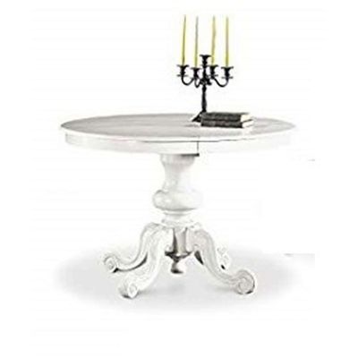 GORDON - tavolo da pranzo allungabile in legno massello tondo 120/158