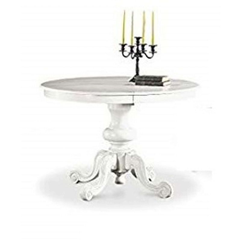 GORDON - tavolo da pranzo allungabile in legno massello tondo 120/158