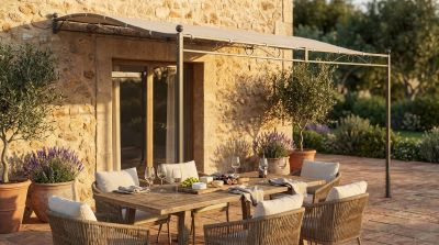 PEGASUS - pergola onda da giardino addossata in acciaio 3,5 x 2,5 m