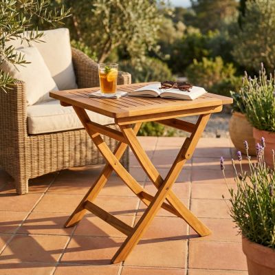 SOLEA - tavolino da giardino pieghevole in legno massiccio di acacia
