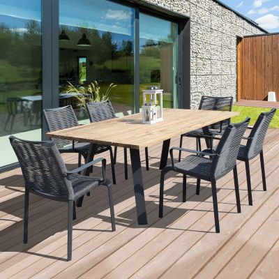 SALTUS - tavolo da giardino in alluminio e teak riciclato