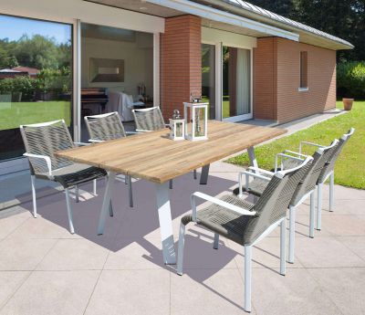 ABEONA - poltrona da giardino in alluminio e corda impilabile