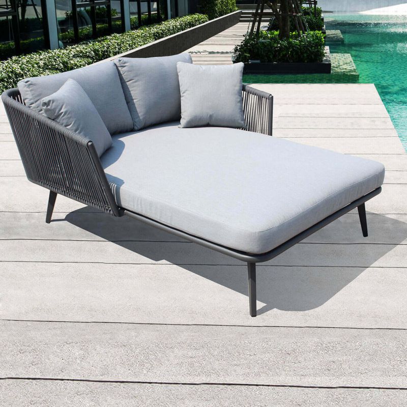 URANUS - divano letto da giardino in alluminio e corda completo di cuscini