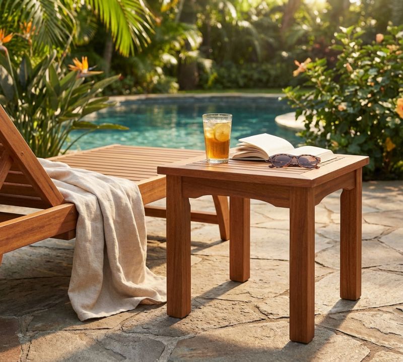 RIACO - tavolino quadrato da giardino in legno massiccio di acacia