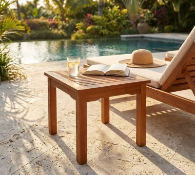 RIACO - tavolino quadrato da giardino in legno massiccio di acacia